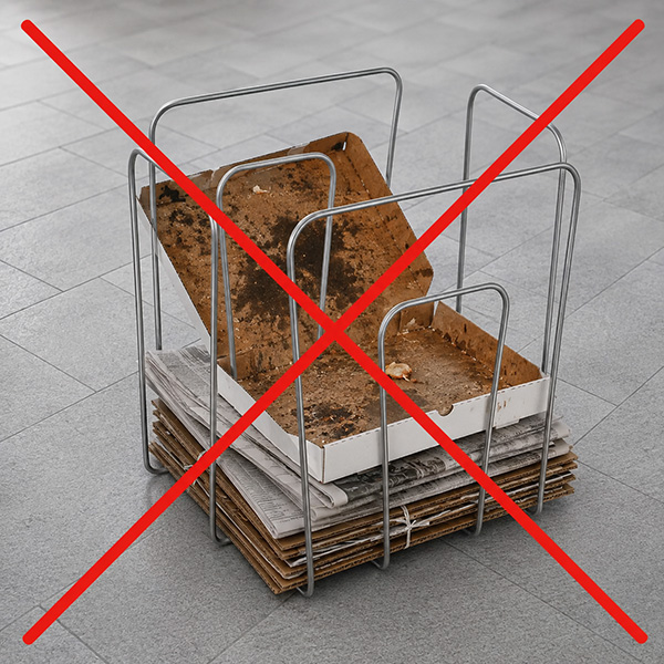 Die verschmutzte Pizzaschachtel sollte nicht im Recycling landen